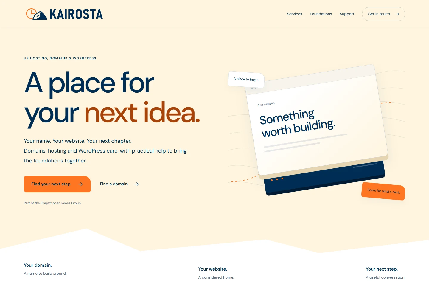 Kairosta website on a larger screen