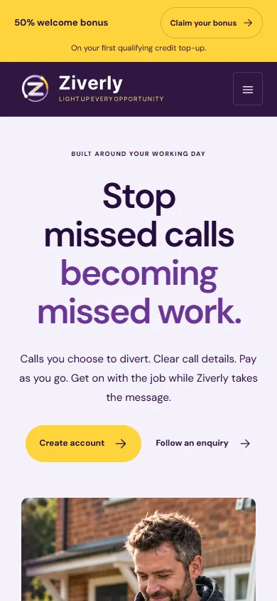 Ziverly website on a phone